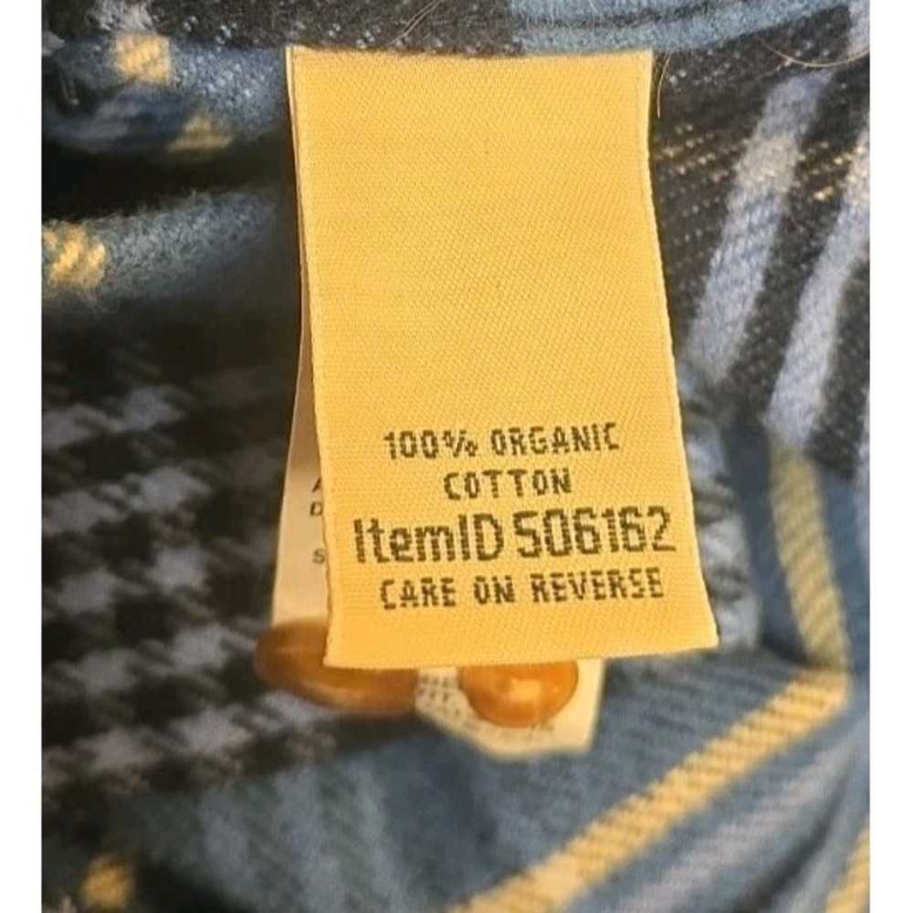 L.L.Bean Women's Small Blue Plaid Flannel Shirt Button Up Cottagecore Outdoor - Picture 8 of 8